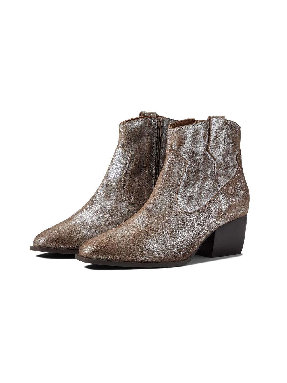 NEW Seychelles Upside Silver Metallic Suede Leather Western Bootie Ankle Boot